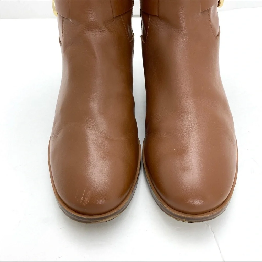 Michael Kors Hamilton Leather Knee High Riding Boot Camel Tan Brown Size 6 SH17F
